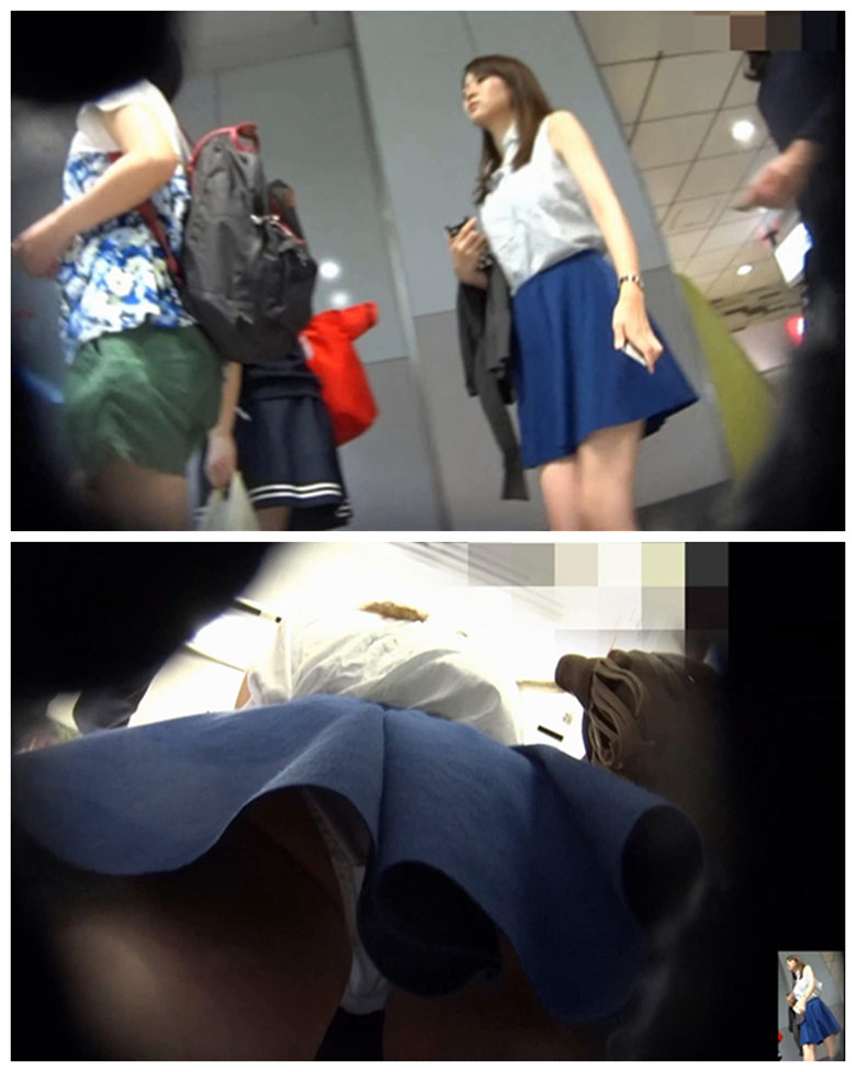 地铁上被抄底内内的日本蓝裙小姐姐